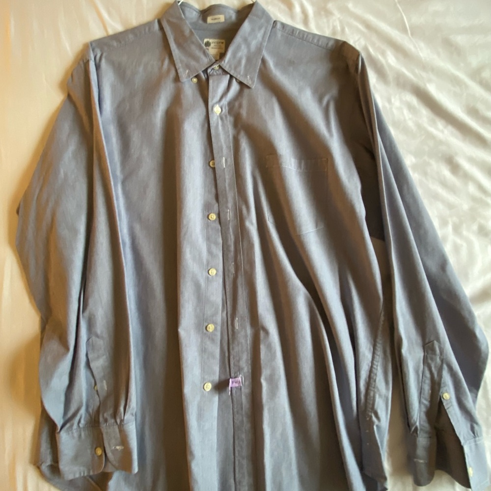 J Crew XL Button Down Chambray Pinstripe Blue